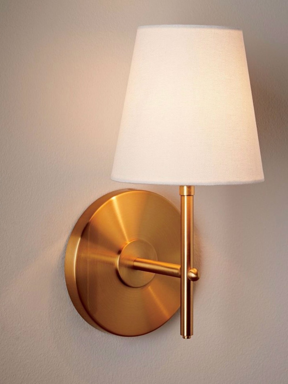 Brand New in Box! West Elm Arc Mid Century Brass Wall Sconce with White Shade